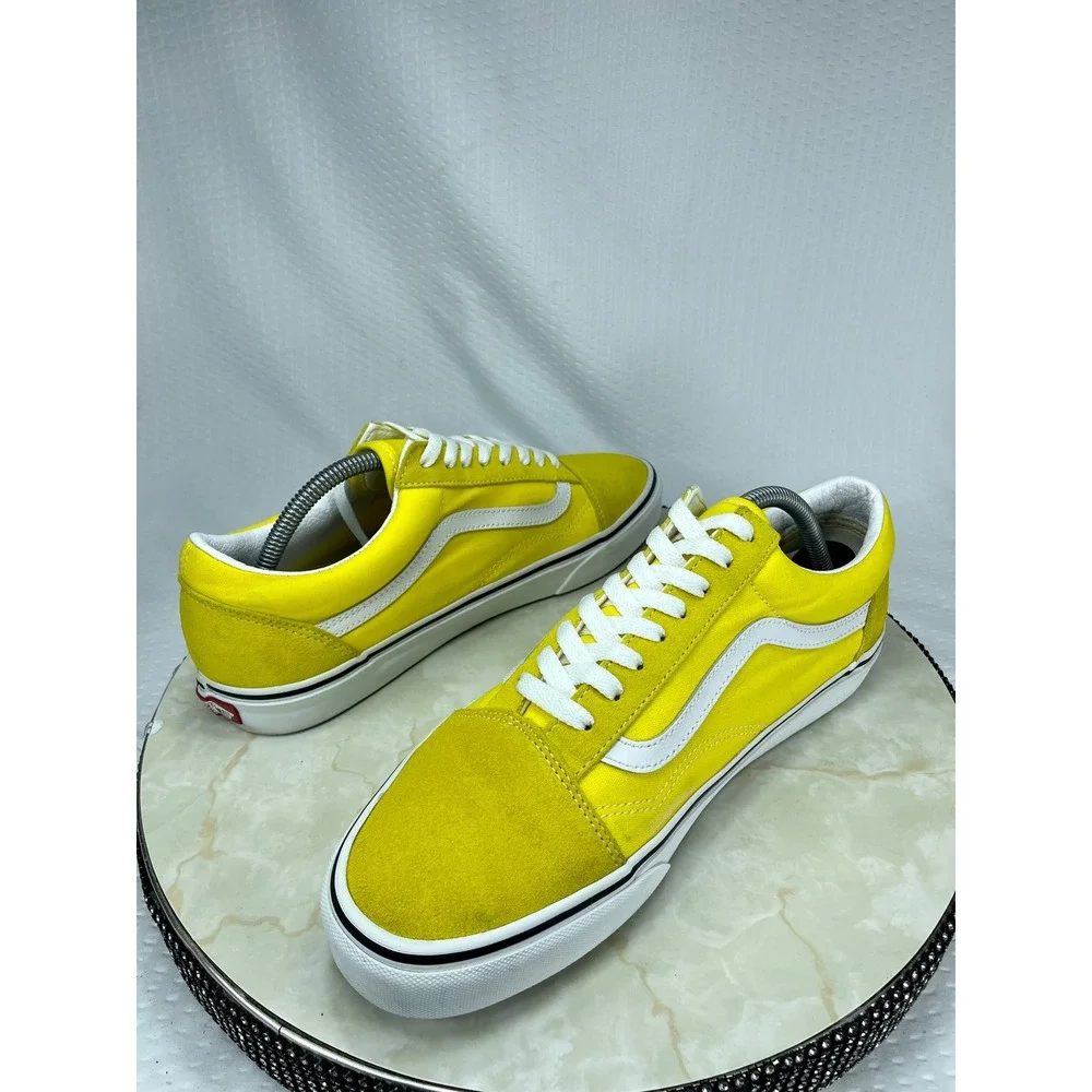 Vans Low Top Suede Canvas Skate Shoes Mens 10 Yellow Streetwear Casual Sneakers